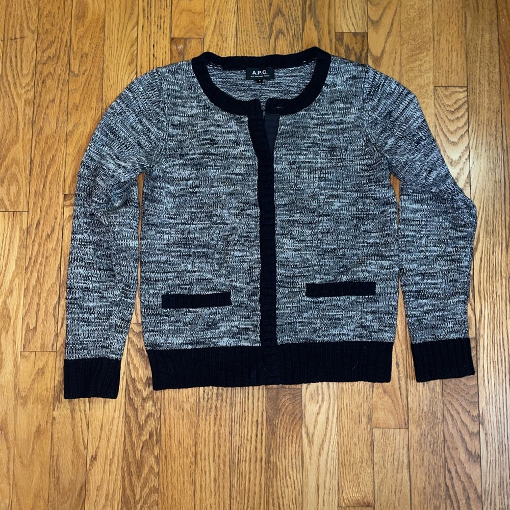 A.P.C. Women's Black and Gray Cardigan